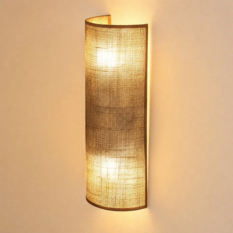 Lampa ścienna „Nature”, juta, wysokość 40 cm, tkanina, światło skierowane w