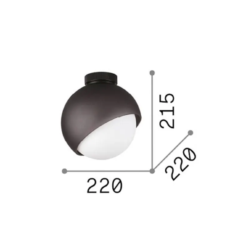 Lampa sufitowa IDEAL LUX Bloom, średnica 22 cm, czarna, metal/szkło