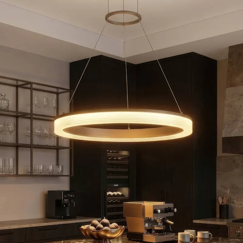 Żyrandol LED Lumen Rings, kolor piaskowy, CCT, ściemniany