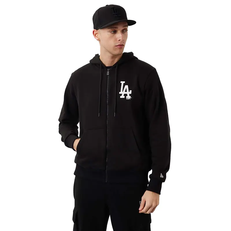 New Era MLB League Los Angeles Dodgers Essential Zip Hoodie 60284775, Męskie, Czarne, bluzy, bawełna, rozmiar: M