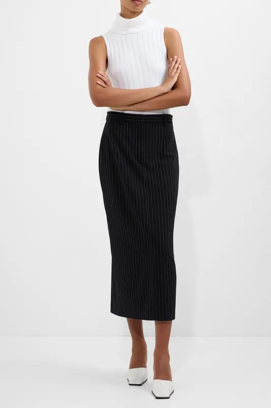 French Connection Morgan Tailored Midi Skirt Black Winter White Black Winter W Maat: 16 | Mini Rokken Outlet | Dames | Zwart
