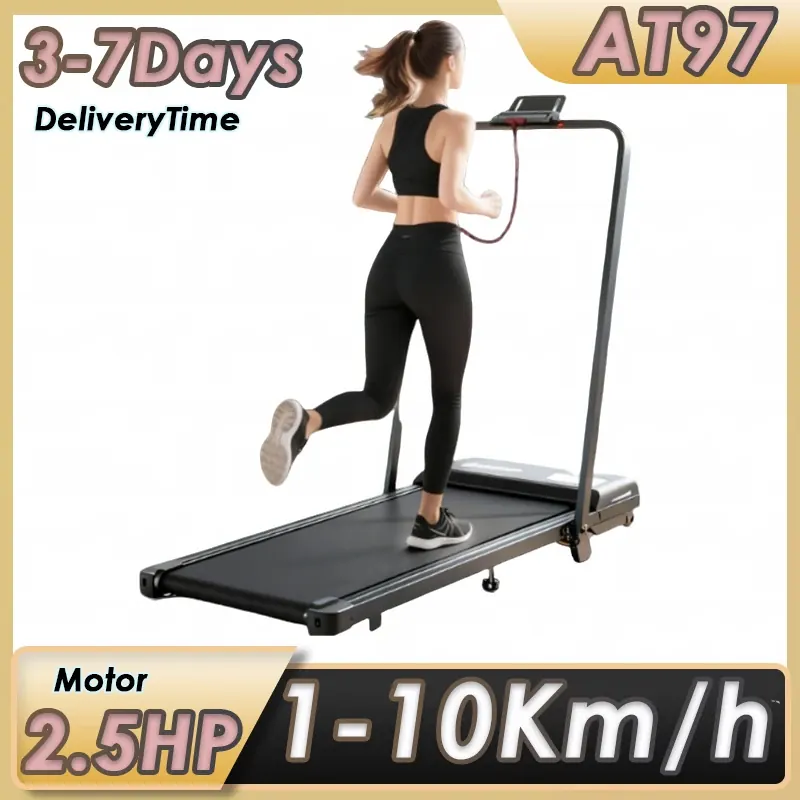Bieżnia AOLAYGO AT97 z silnikiem bezszczotkowym 2.5HP, zakres prędkości 1-10KM/H, maksymalne obciążenie 120Kg, regulowana skośność, cicha bieżnia.