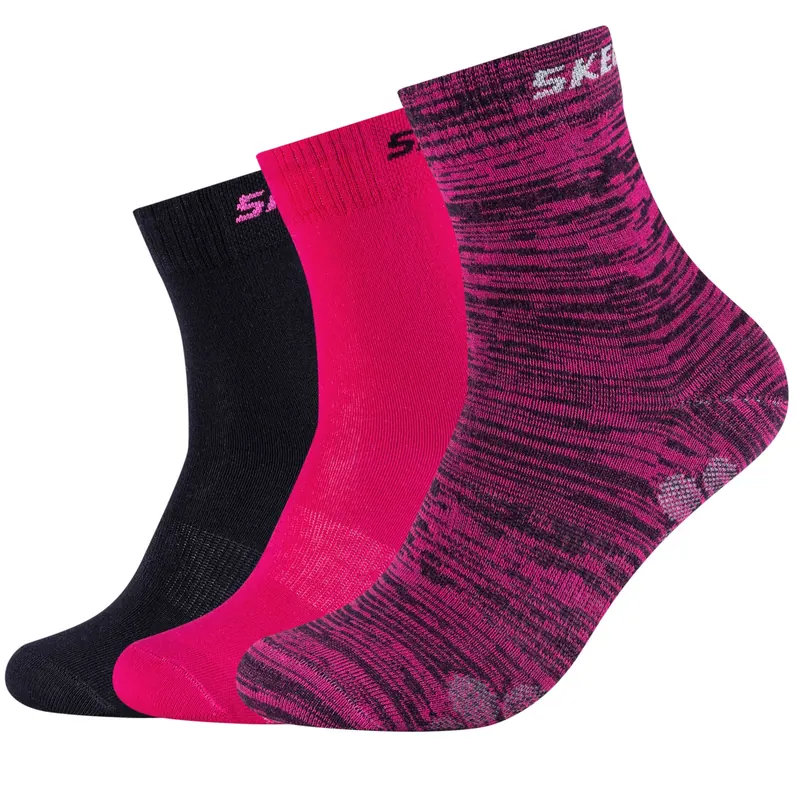 Skechers 3PPK Wm Mesh Ventilation Socks SK41053-0401, Dla dziewczynki, Różowe, skarpetki, bawełna, rozmiar: 27-30