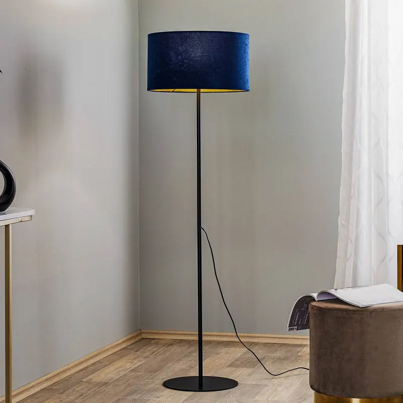 Lampa podłogowa Golden Roller ciemnoniebieska/złota