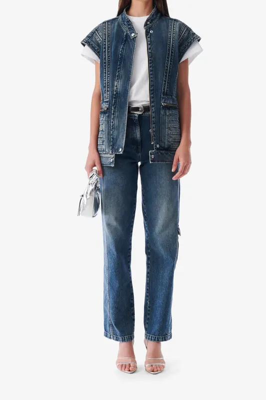 IRO Paris Odilae Jacket Authentic Blue Denim Maat: 36 | Gilets Outlet | Dames | Blauw