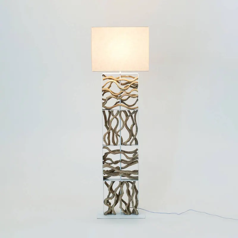 Lampa stojąca Tremiti, kolor drewna/beżowy, wysokość 160 cm, drewno