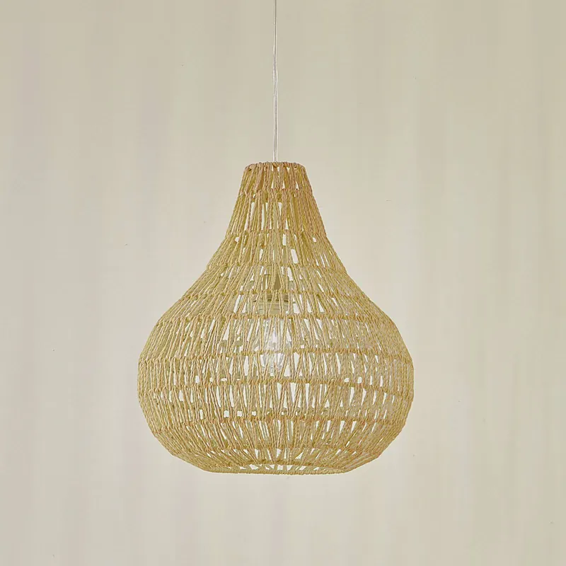 Lampa wisząca Lindby Miryam, naturalny sznur konopny, Ø 40 cm