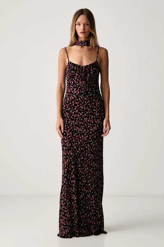 Le Privé sukienka z wiskozy ROSELINE CHIFFON FLEUR