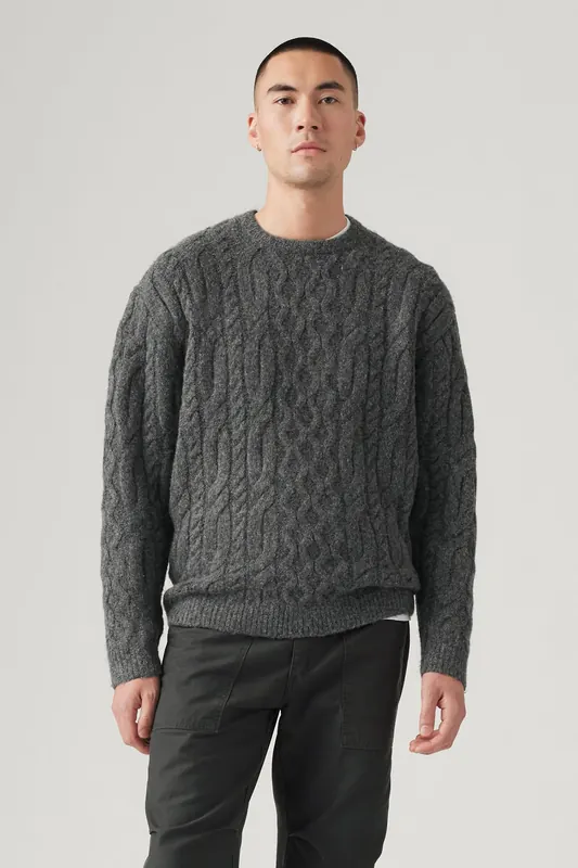 Levi's Battery Crewneck Sweater Parkside Cable Maat: S | Sweaters Outlet | Heren | Grijs