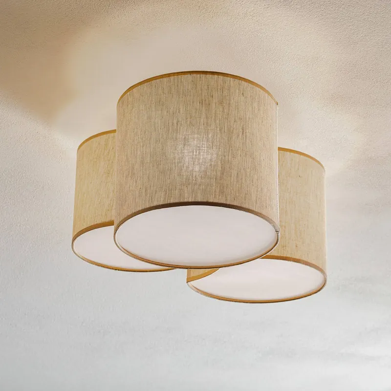Lampa sufitowa Mona Nature, 3-punktowa, len naturalny