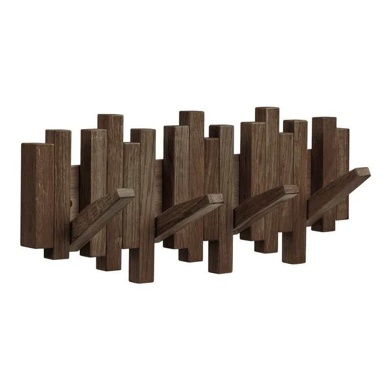 Ciemnobrązowy wieszak ścienny z litego drewna dębowego 40 cm Caltra – House Nordic