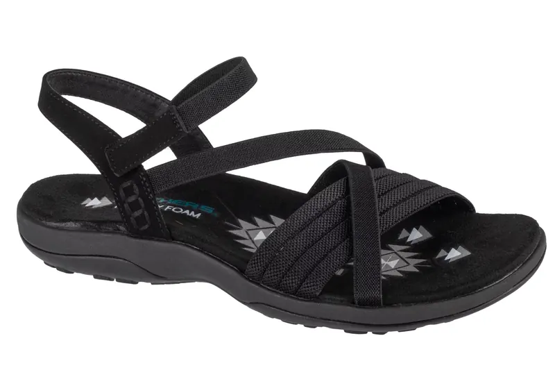 Skechers Reggae Slim - Summer Heat Sandals 163116-BBK, Damskie, Czarne, sandały, tkanina, rozmiar: 38
