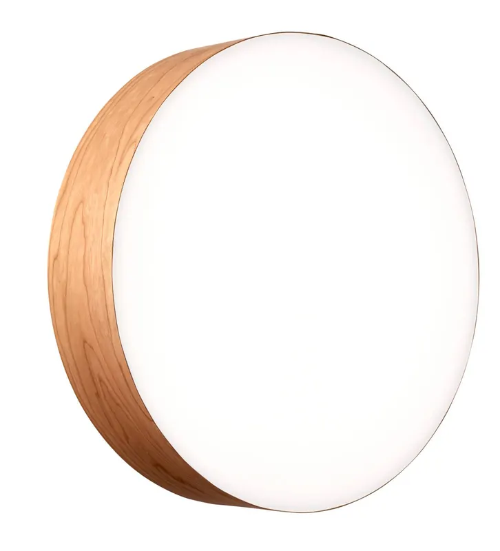 Kinkiet LED LZF Gea, kolor drewna wiśniowego, Ø 42 cm, drewno