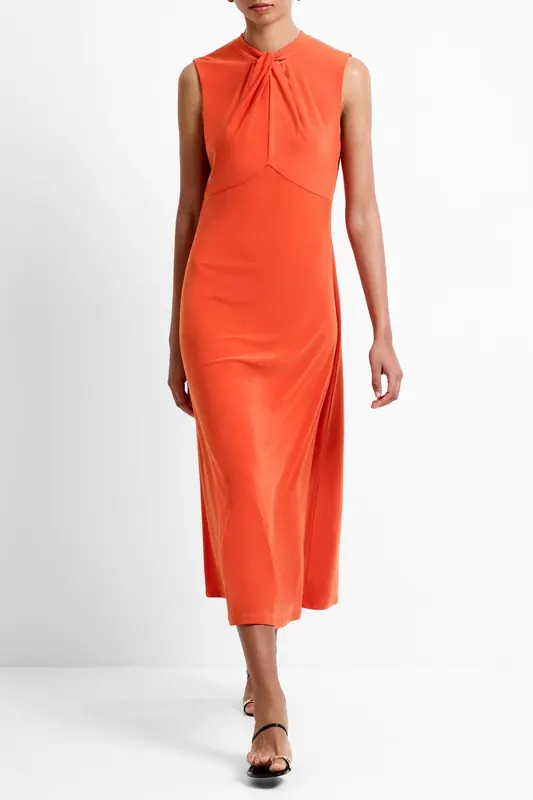 French Connection Samira Twist Midaxi Dress Flame Orange Maat: XS | Maxi Jurken Outlet | Dames | Oranje