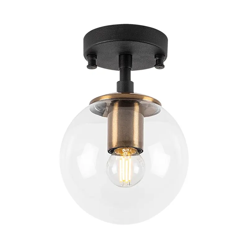 Czarna lampa sufitowa ze szklanym kloszem ø 15 cm Atmaca – Opviq lights