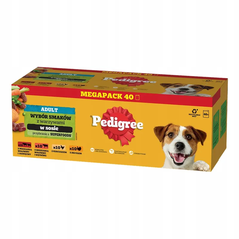 Mokra Karma Dla Psa Pedigree– MIX Smaków Z Warzywami W Sosie, 40X100G