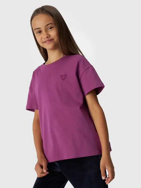 4F t-shirt dziecięcy koszulka bawełniana sportowa F1546 różowa (134)