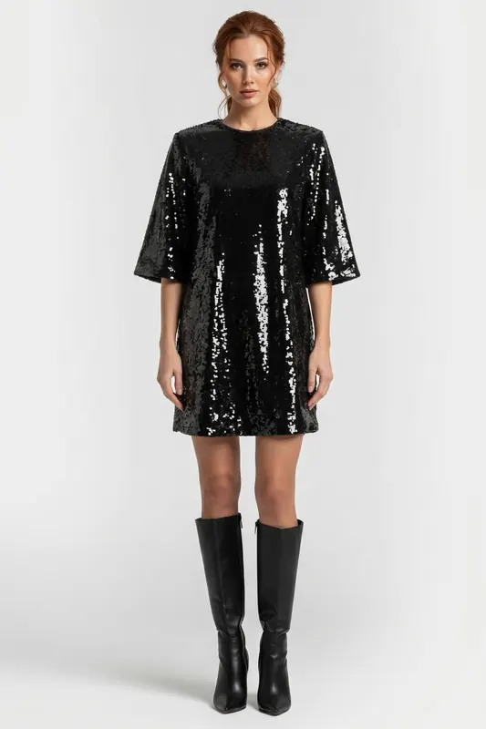 & Other Stories Harrison Sequin Dress Black Maat: S | Mini Jurken Outlet | Dames | Zwart