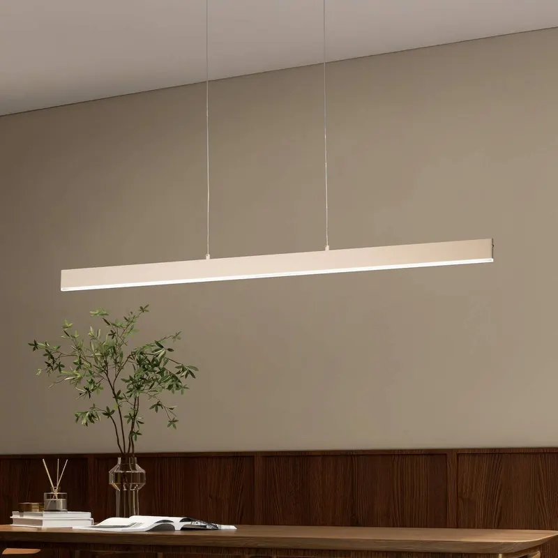 Żyrandol LED Silvano, piaskowa, długość 115 cm, CCT, ściemniacz dotykowy