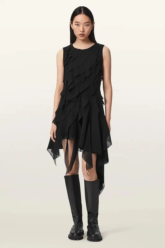 AllSaints sukienka asymetryczna ANGIE DRESS