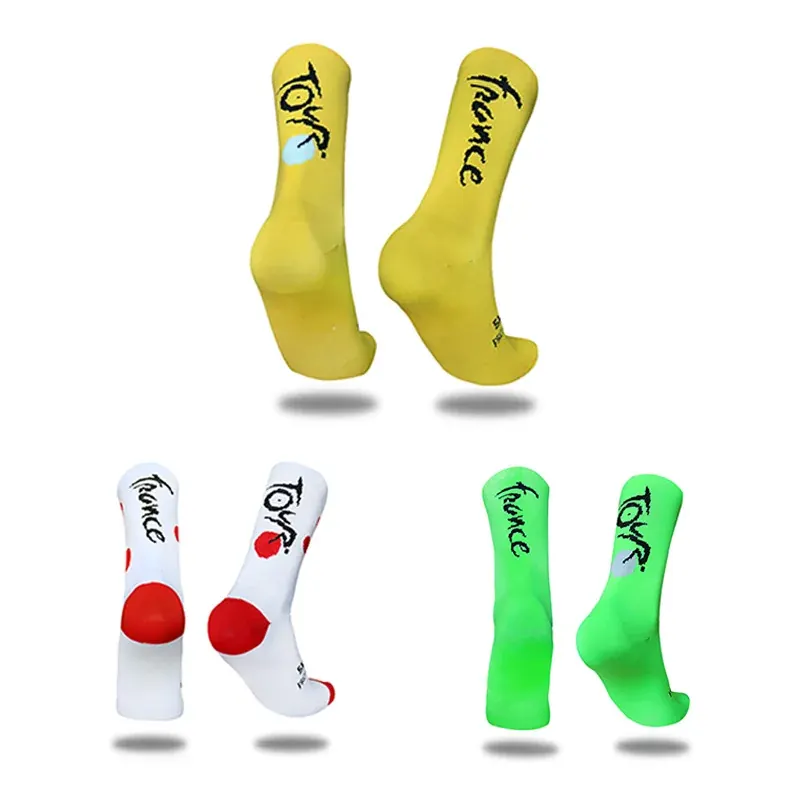 Nowe Skarpety Rowerowe z Napisami, Sportowe Skarpety Oddychające, Kompresyjne, Outdoorowe, Profesjonalne Skarpety Rowerowe Męskie, Calcetines Ciclismo