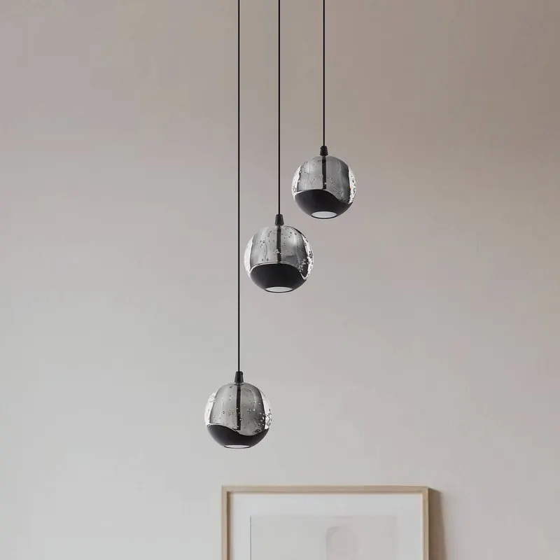 Lampa wisząca LED Lucande Hayley, czarna, 3-punktowa, szklana