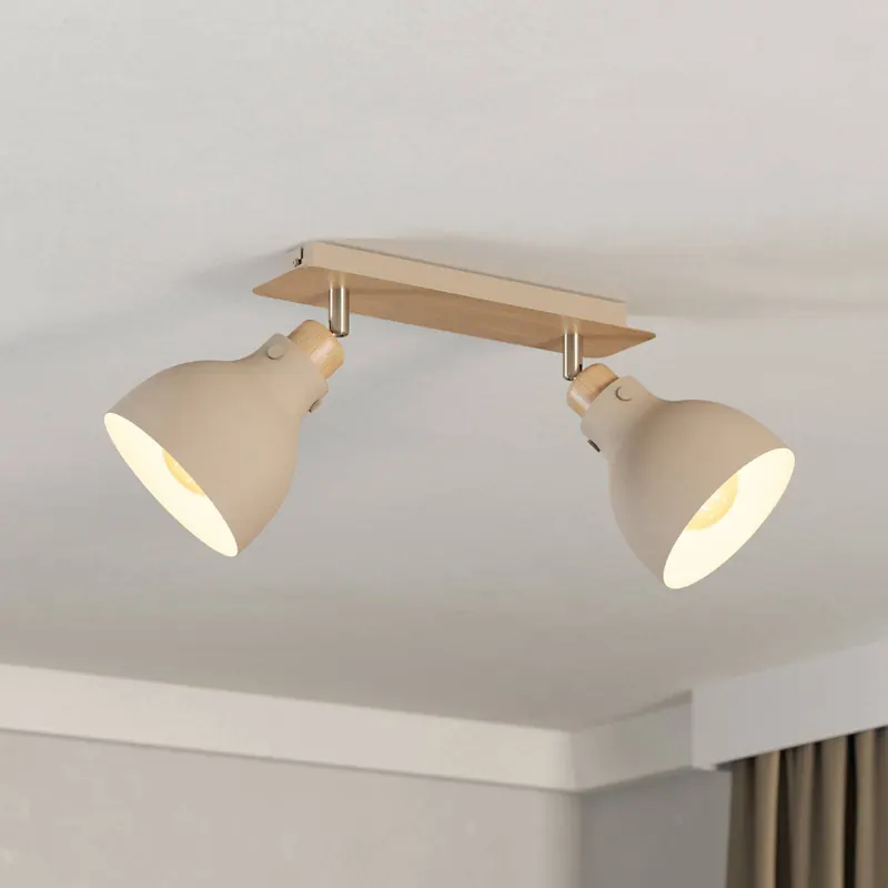 Lampa sufitowa Arrecife piaskowa/drewno, 2-pkt.
