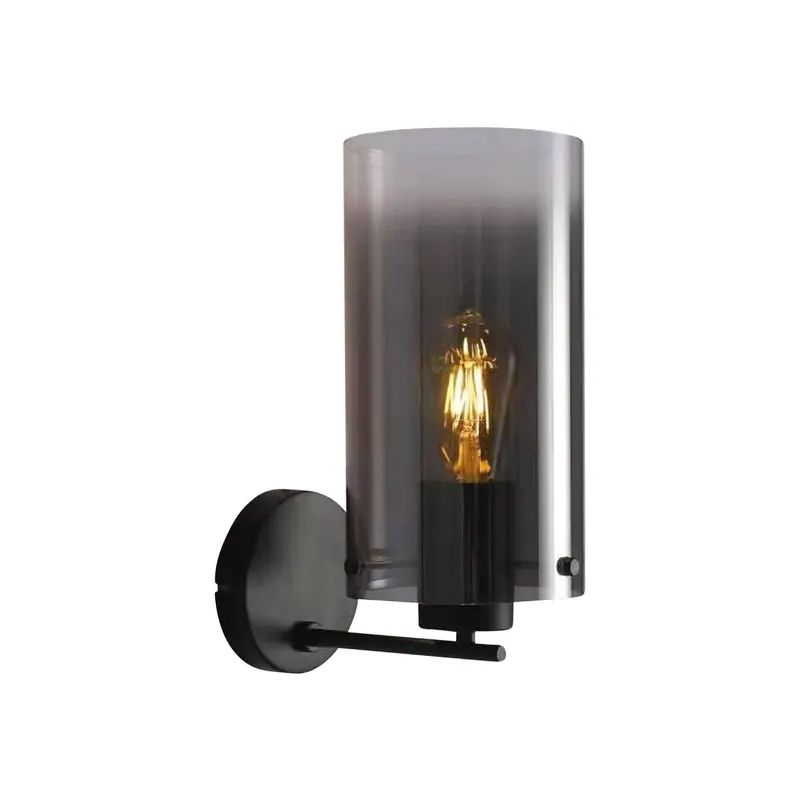 Lampa ścienna Ventotto, czarny, dymny szary, szerokość 15 cm, metal