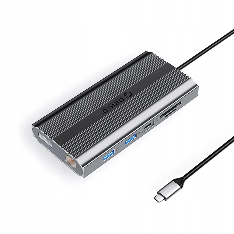 Hub stacja 12w1 Usb-c Usb-a Usb-c Hdmi DisplayPort RJ45 Sd Pd 100W 4K 100