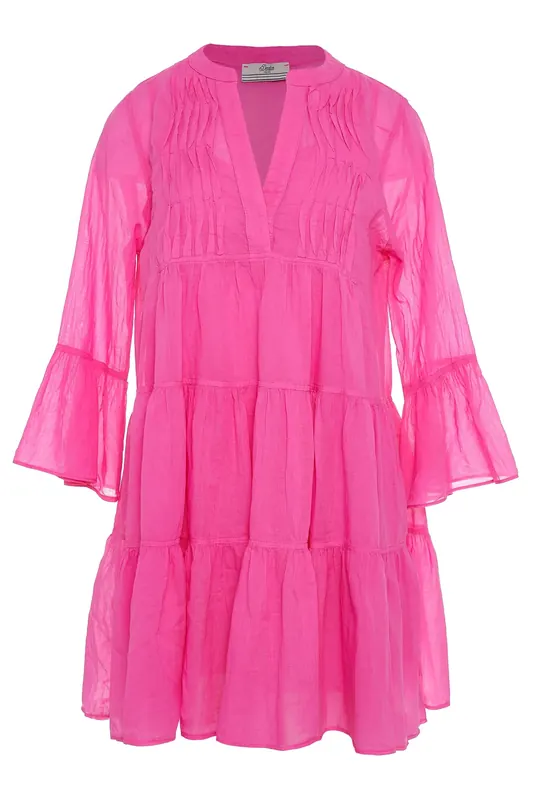 Devotion Twins Symbol Midi Dress Voile Fushia Maat: L | Blousejurken Outlet | Dames | Roze