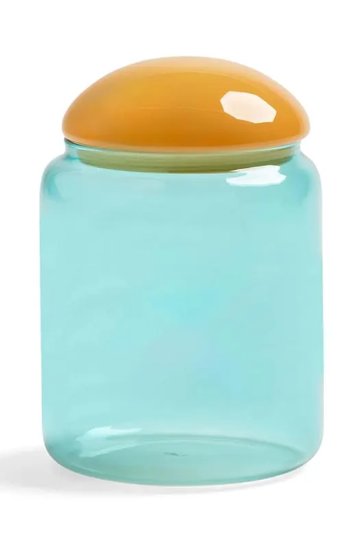 &k amsterdam pojemnik z pokrywką puffy turquoise