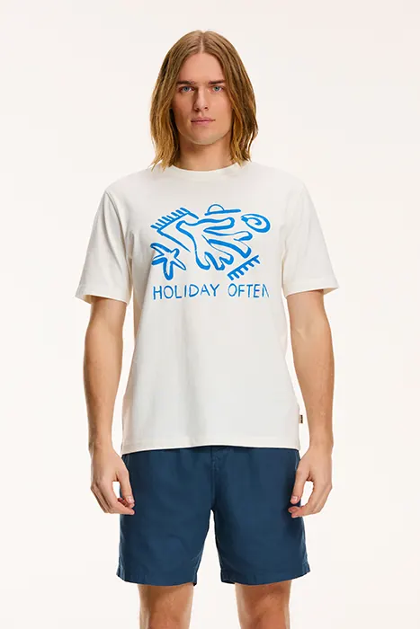 Shiwi Holiday Often T-shirt Jet Stream White Maat: M | T-shirts met Print Outlet | Heren | Wit