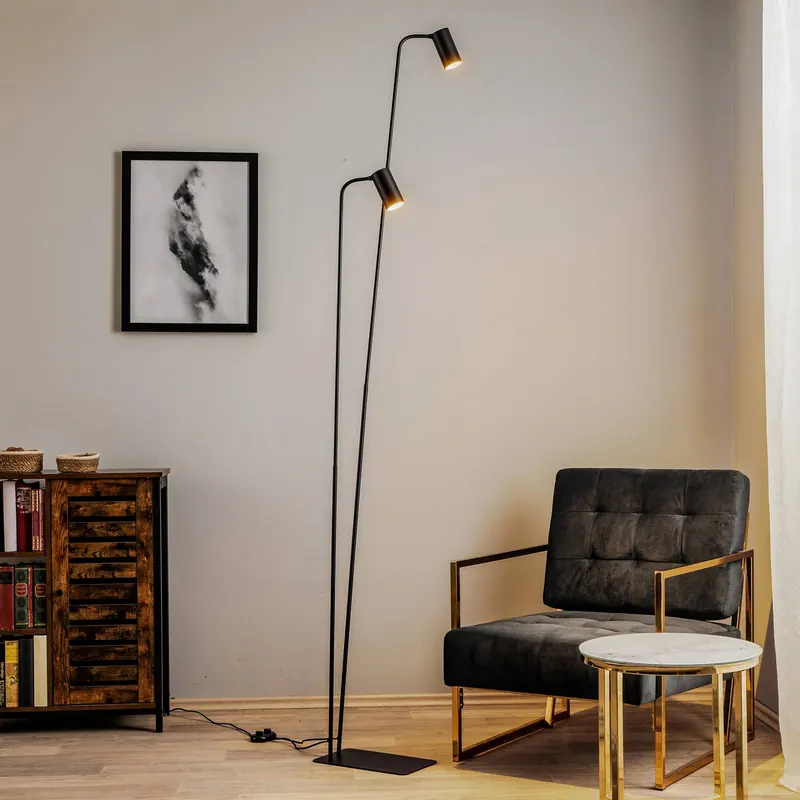 Lampa stojąca Mono II, 2-punktowa, czarna/złota