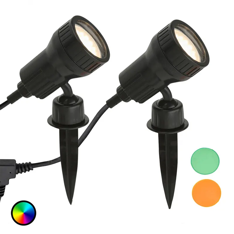 zestaw 2 lamp z grotem ziemnym LED Terra z kolorowymi filtrami
