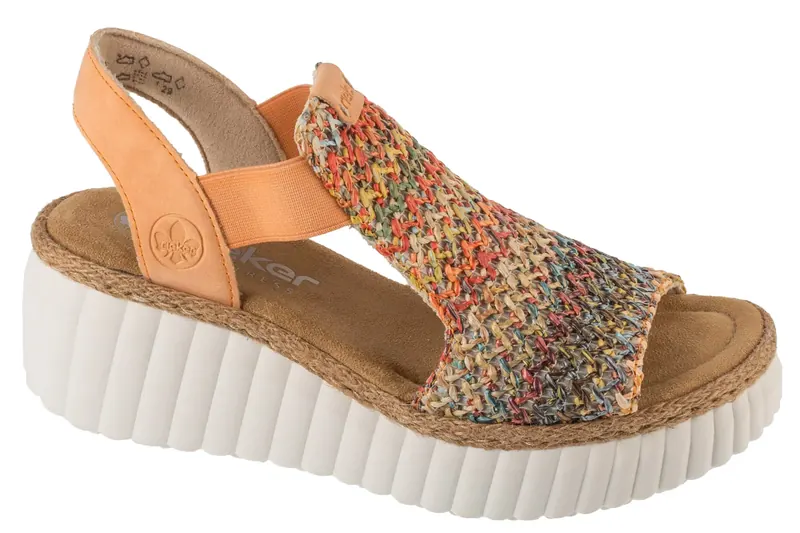 Rieker Sandals 69172-92, Damskie, Wielokolorowe, sandały, skóra syntetyczna, rozmiar: 38