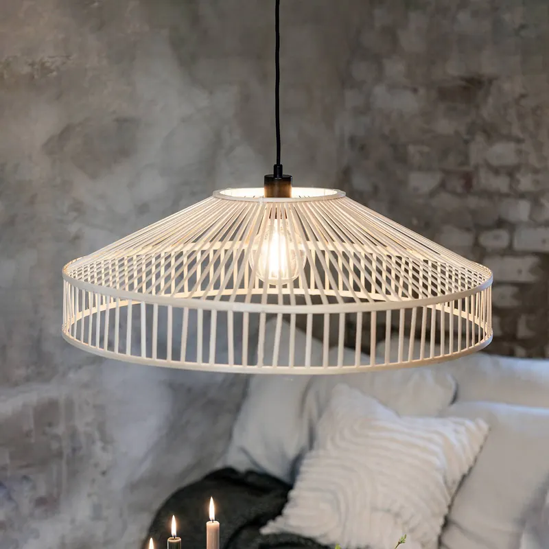 Lampa wisząca Tapa, wtyczka, naturalna, bambus, Ø 70 cm