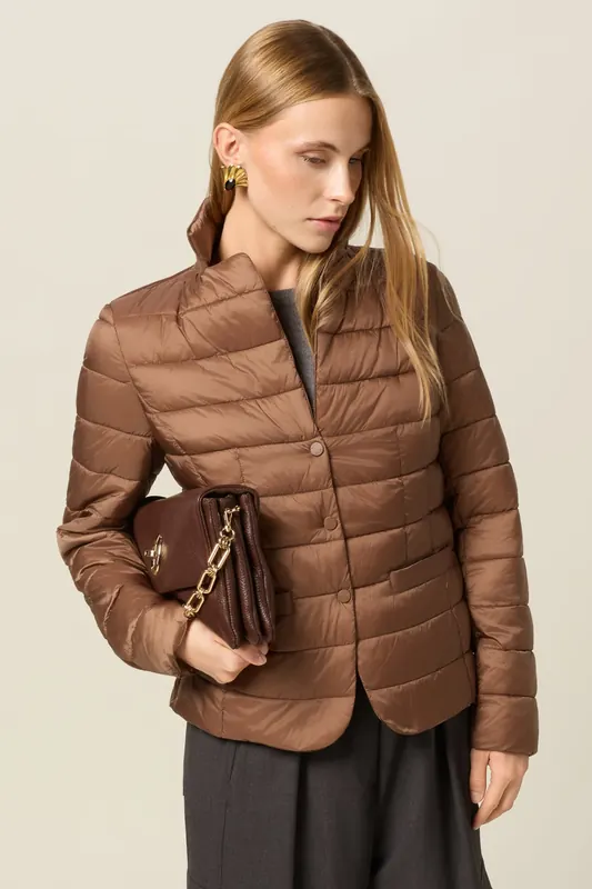 Oltre Lightweight Quilted Down Jacket Brown Maat: 36 | Winterjassen Outlet | Dames | Bruin