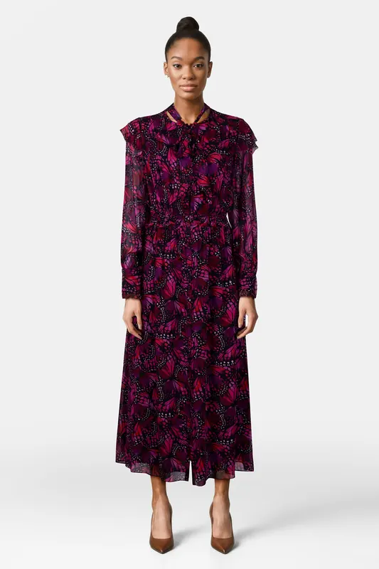 The Kooples Long Buttoned Dress With Lavaliere Collar Pink Maat: 40 | Midi Jurken Outlet | Dames | Roze