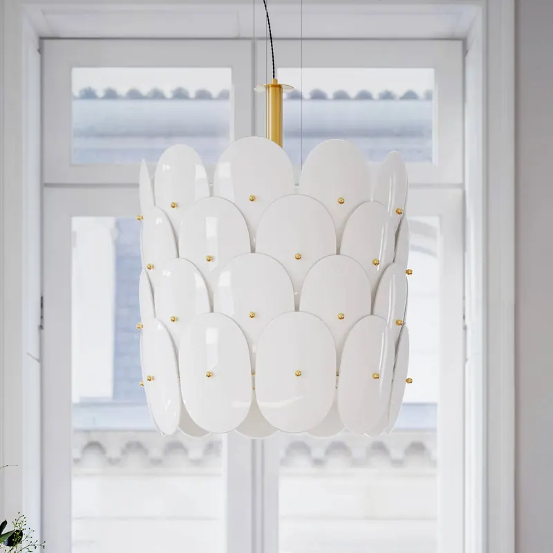 Lampa wisząca By Rydens Omlott, mosiądz/biały, Ø 50 cm