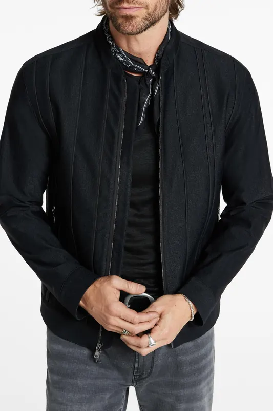 John Varvatos Depeche Regular Fit Racer Jacket Black Maat: L | Bomberjacks Outlet | Heren | Zwart