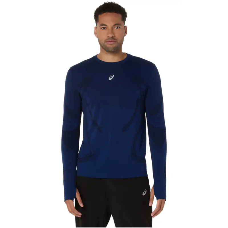 ASICS Road Seamless LS Top 2011D356-400, Męskie, Granatowe, longsleevy, poliester, rozmiar: L