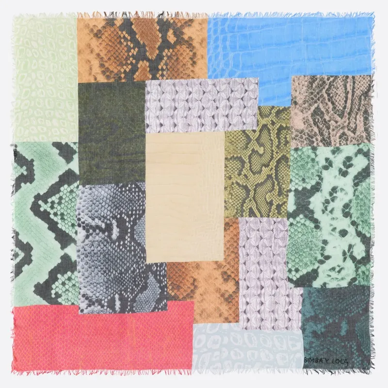 Chusta geometryczny patchwork skóra węża