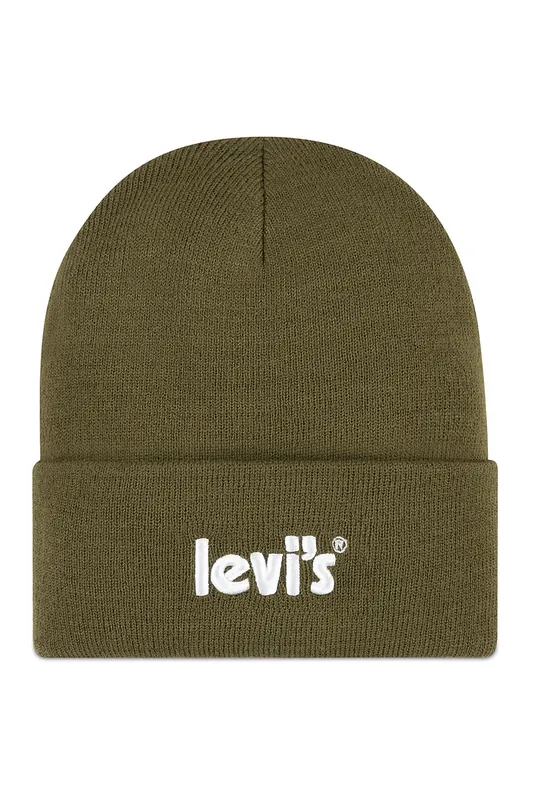 Levi's Unisex Lan Poster Logo Beanie Dark Olive Maat: OS | Accessoires Outlet | kids | Bruin