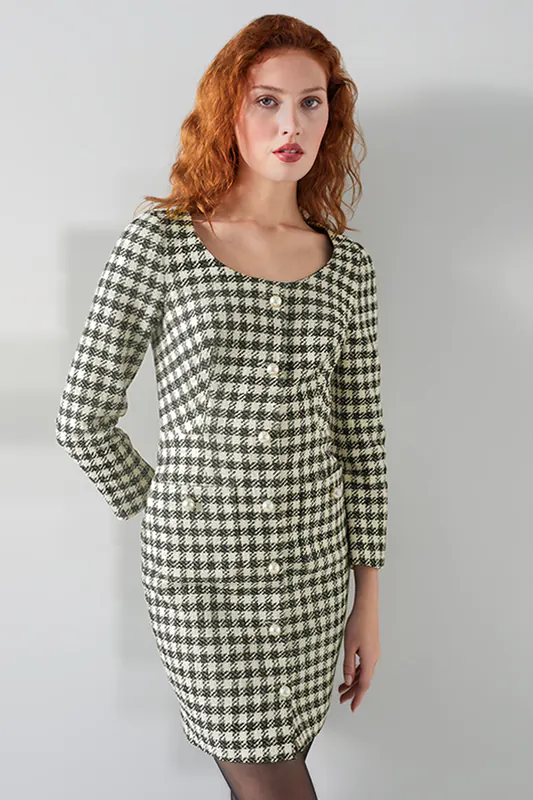 LK Bennett Keeler Shirt Dress Black/cream Maat: 18 | Blousejurken Outlet | Dames | Wit