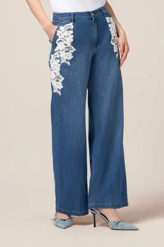 Oltre Palazzo Jeans With Decorative Embroidery Blue Maat: 36 | Jeans Outlet | Dames | Blauw