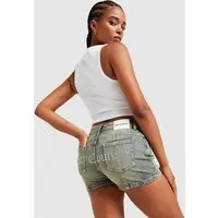 Juicy Couture Szorty Washed Denim Diamente Logo
