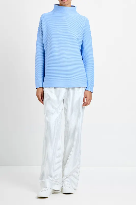 French Connection Babysoft Ribbed Mock Neck Jumper Dusted Blue Maat: S | Sweaters Outlet | Dames | Blauw