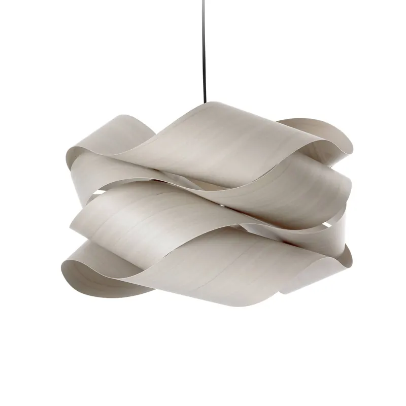 Żyrandol LZF Link, szara/niklowa, Ø 69 cm, drewno