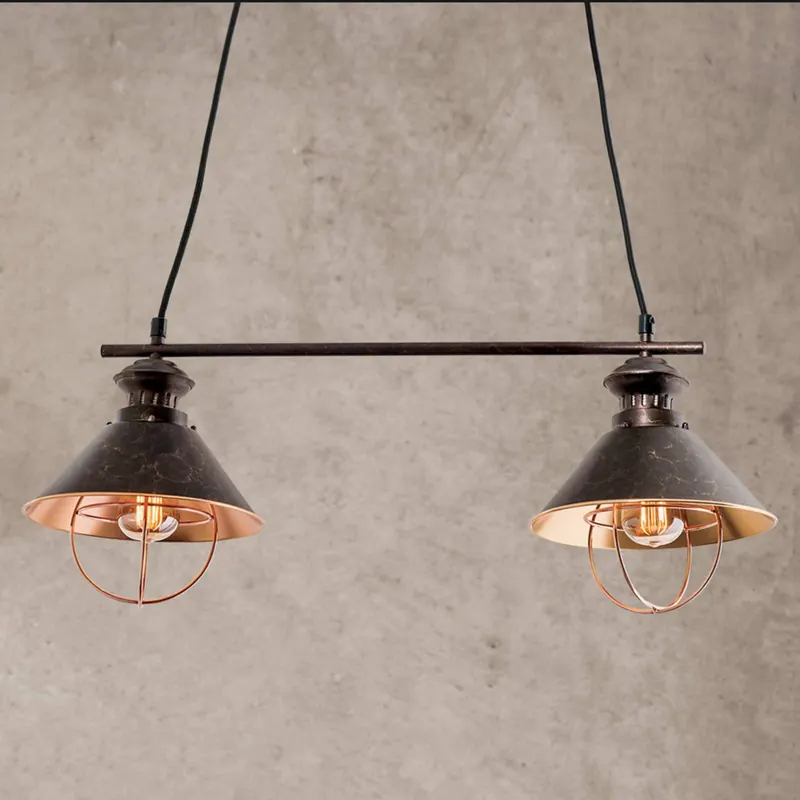Dwupunktowa lampa wisząca Shanta, czarna miedź