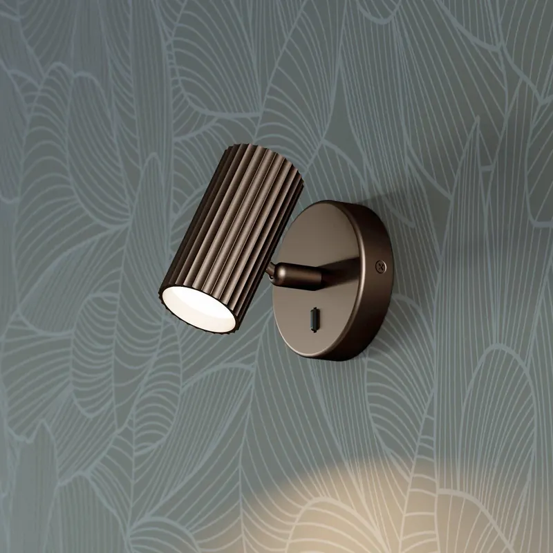 Reflektor ścienny Portillo, brązowy, wysokość 11 cm, metal, GU10